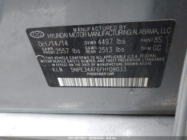 5NPE34AF6FH109033 Hyundai Sonata Sport