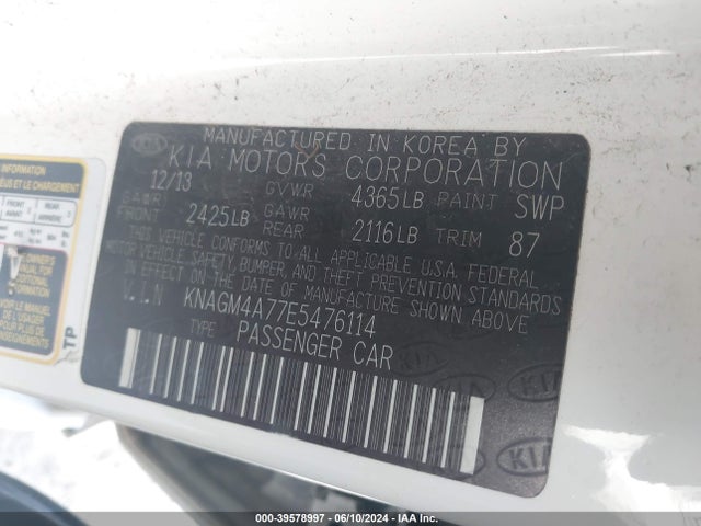 KIA Optima Lx 2014 KNAGM4A77E5476114 Image 9