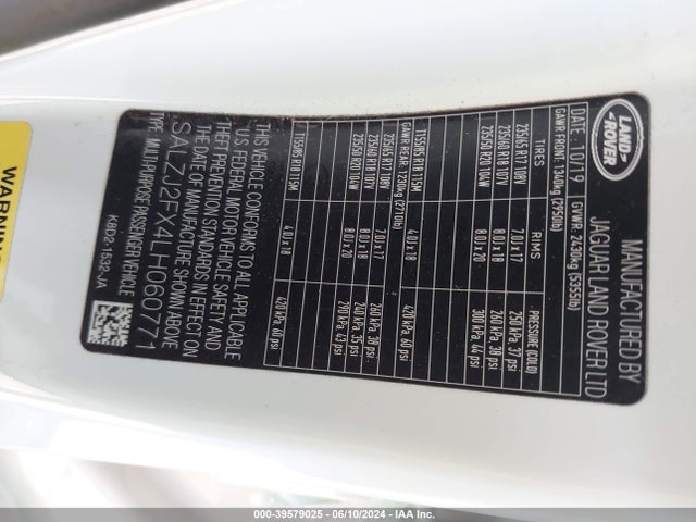 SALZJ2FX4LH060771 Land Rover Range Rover Evoque S