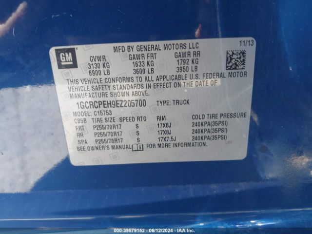 1GCRCPEH9EZ205700 Chevrolet Silverado 1500 Work Truck 1wt