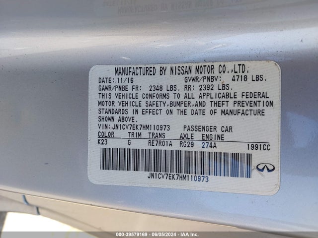 2017 Infiniti Q60 2.0t Premium მანქანა იყიდება აუქციონზე, vin: JN1CV7EK7HM110973, აუქციონის ნომერი: 39579169