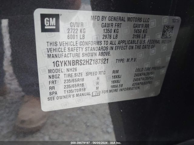 1GYKNBRS2HZ187821 Cadillac XT5 LUXURY