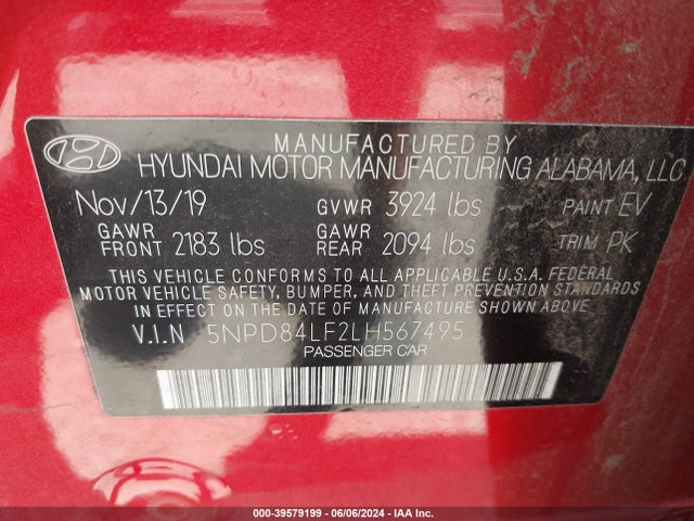Hyundai ELANTRA SEL 2020 5NPD84LF2LH567495 Image 9