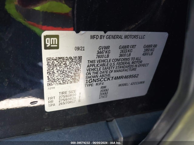 Chevrolet Suburban 2wd Lt 2021 1GNSCCKT4MR469562 Image 9