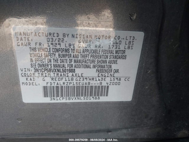 Nissan Kicks S Xtronic Cvt 2022 3N1CP5BVXNL501988 Image 9
