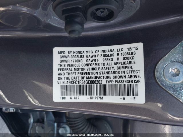 19XFC1F34GE006202 Honda Civic Ex-t