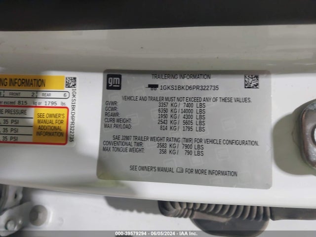 1GKS1BKD6PR322735 GMC Yukon 2wd Slt
