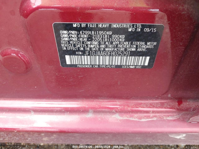 JF1GJAA60FH025291 Subaru Impreza 2.0i