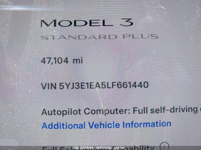 Tesla MODEL 3 2020 5YJ3E1EA5LF661440 Image 9