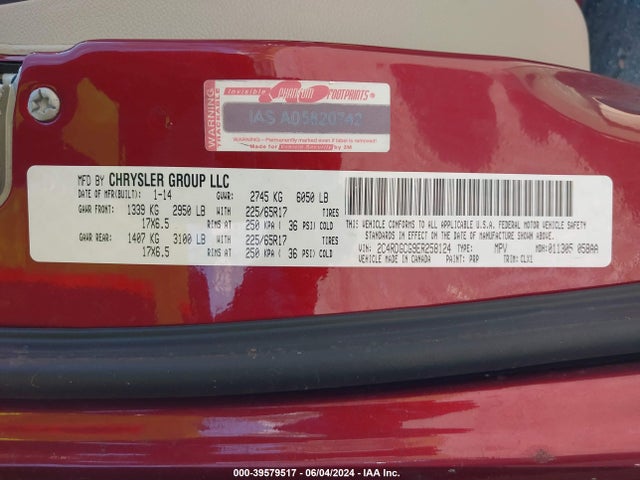 Dodge Grand Caravan Sxt 30th Anniversary 2014 2C4RDGCG9ER258124 Image 9
