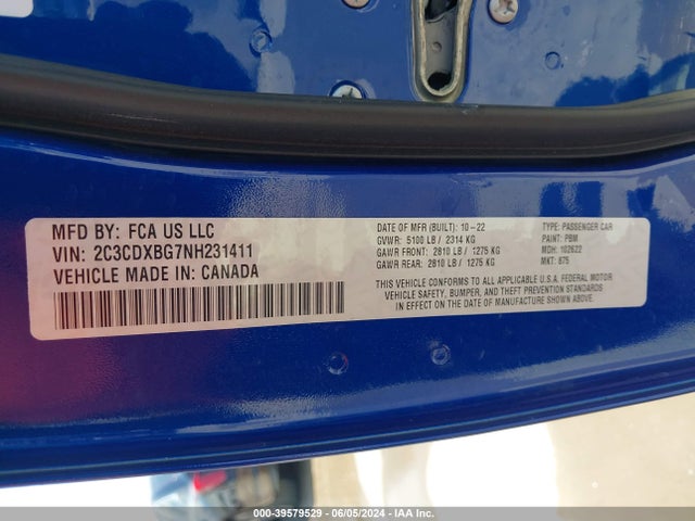 Dodge Charger Sxt Rwd 2022 2C3CDXBG7NH231411 Image 9