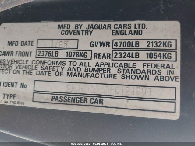 1985 JAGUAR XJS SAJNV5849FC121601 Photo 8
