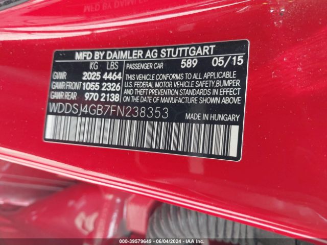 WDDSJ4GB7FN238353 Mercedes-Benz CLA 250 4MATIC
