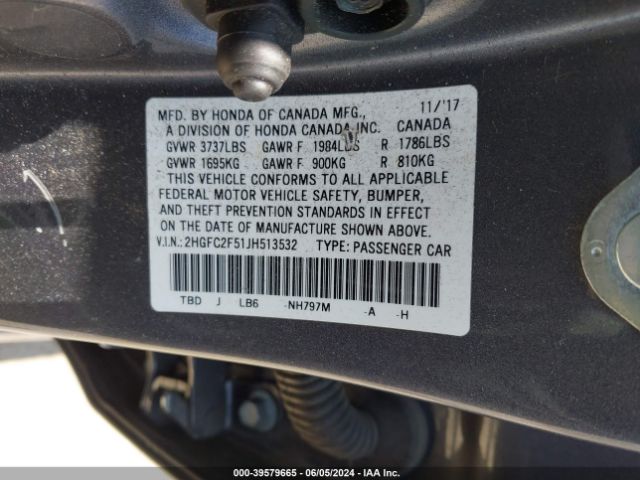 2HGFC2F51JH513532 Honda Civic Lx