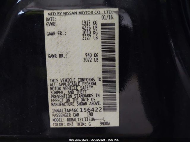 1N4AL3AP4GC156422 Nissan Altima 2.5 Sl