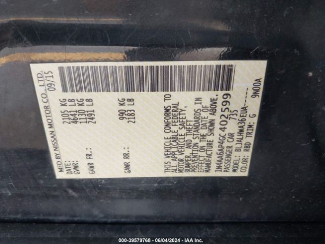1N4AA6AP4GC402599 Nissan Maxima 3.5 Platinum
