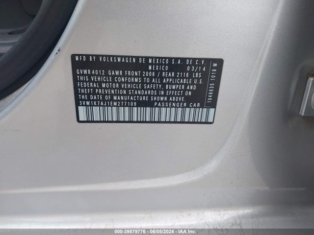 3VW1K7AJ1EM277109 Volkswagen Jetta 2.0l S