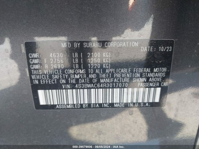 4S3BWAC64R3017070 Subaru Legacy Premium