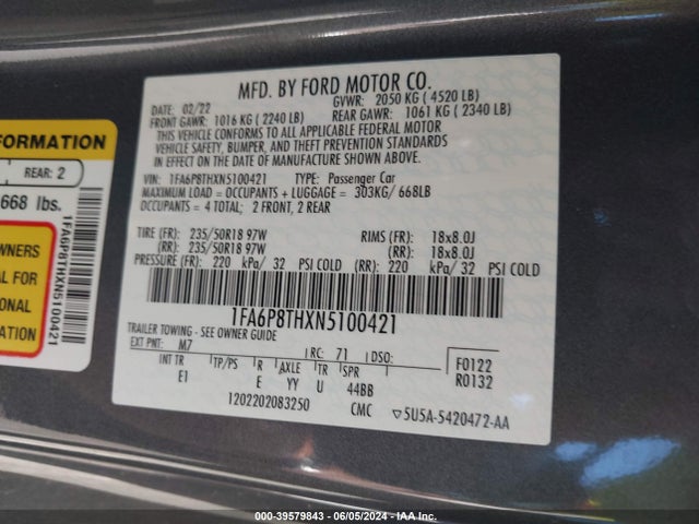 Ford Mustang Ecoboost Premium Fastback 2022 1FA6P8THXN5100421 Image 9