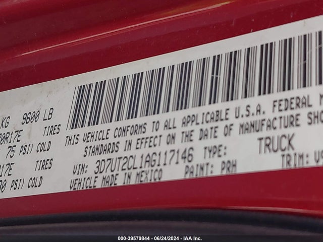 Продаж на аукціоні авто 2010 Dodge Ram 2500 St, vin: 3D7UT2CL1AG117146, номер лоту: 39579844