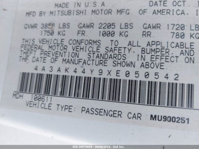 1999 MITSUBISHI ECLIPSE 4A3AK44Y9XE050542 Photo 8