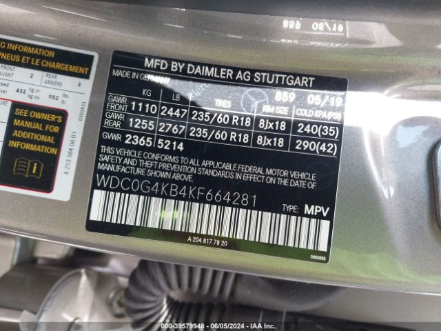 WDC0G4KB4KF664281 Mercedes-Benz Glc 300 4matic