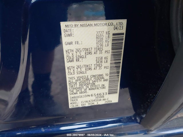 Nissan Frontier Pro-x 4x2 2023 1N6ED1EJ3PN654633 Image 9