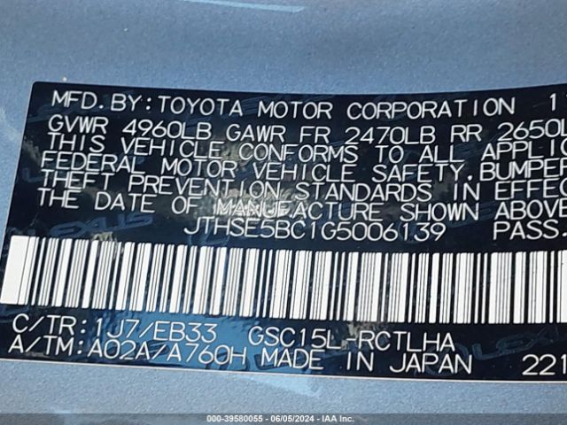 JTHSE5BC1G5006139 Lexus RC 350