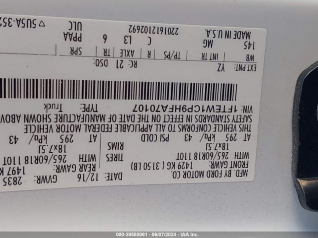 1FTEW1CP9HFA70107 Ford F-150 Xlt