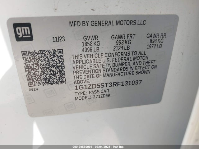 Chevrolet MALIBU LT 2024 1G1ZD5ST3RF131037 Image 9