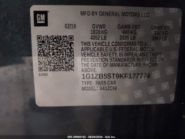 Chevrolet Malibu 1ls 2019 1G1ZB5ST9KF177774 Image 9