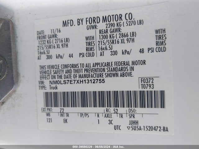 Ford Transit Connect Xl 2017 NM0LS7E7XH1312755 Image 9