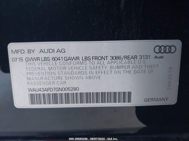 WAU43AFD7GN005280 Audi A8 L 4.0t Sport