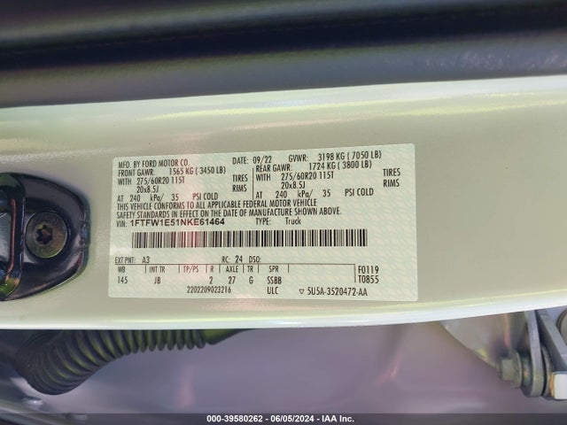 Ford F-150 Xl 2022 1FTFW1E51NKE61464 Image 9