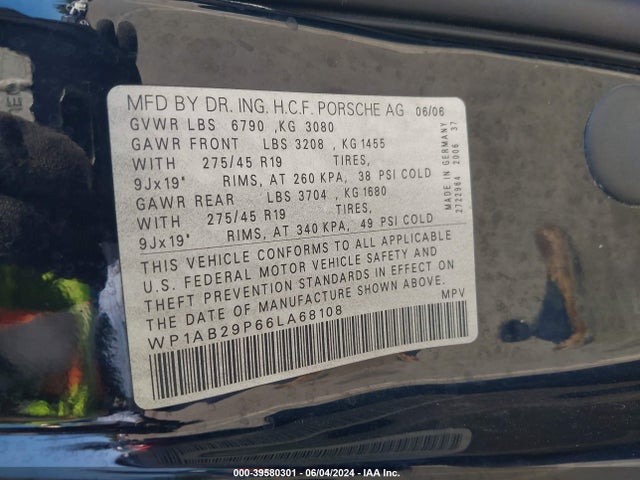 2006 PORSCHE CAYENNE WP1AB29P66LA68108 Photo 8