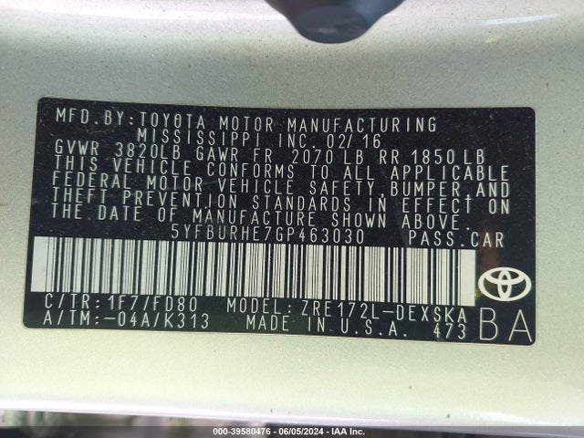 Toyota Corolla S Plus 2016 5YFBURHE7GP463030 Image 9