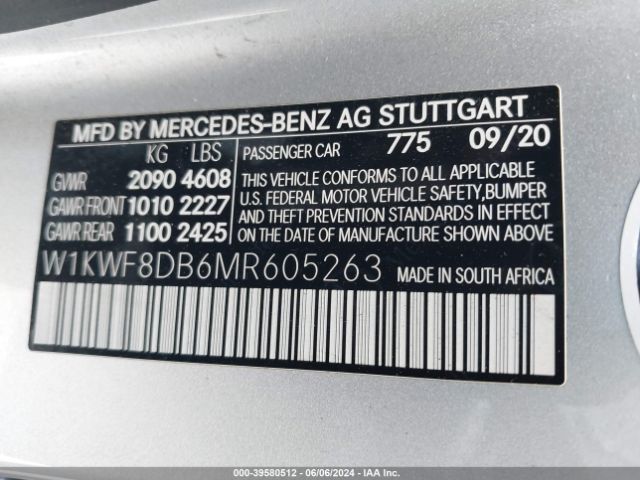 W1KWF8DB6MR605263 Mercedes-Benz C 300 Sedan