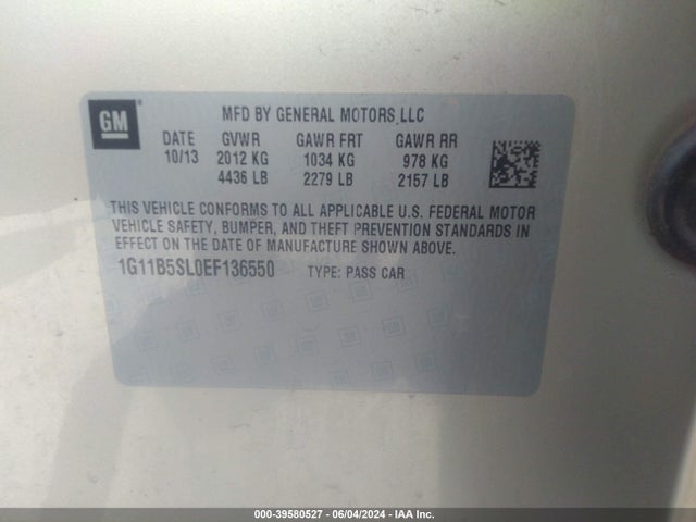 Chevrolet Malibu 1ls 2014 1G11B5SL0EF136550 Image 9