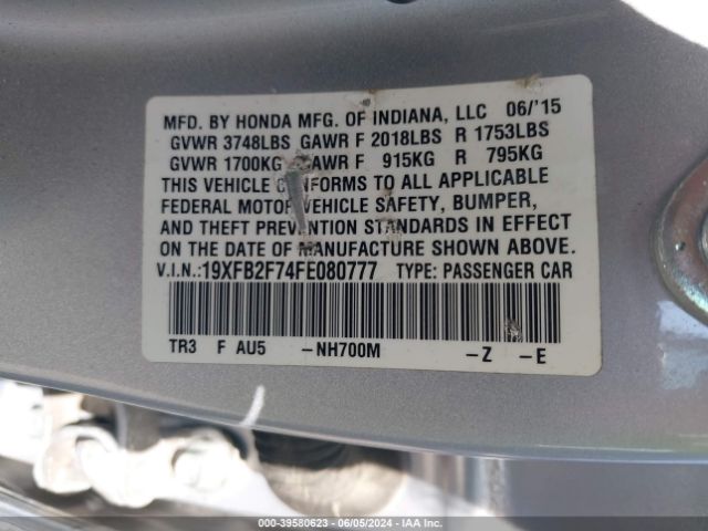19XFB2F74FE080777 Honda CIVIC SE