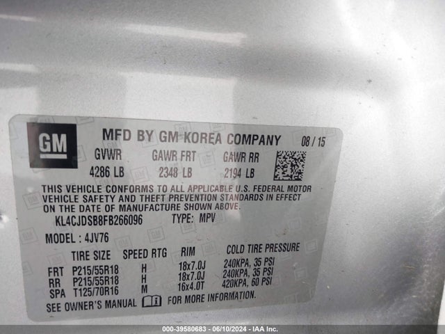 KL4CJDSB8FB266096 Buick Encore Premium