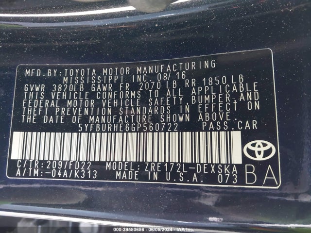 Toyota Corolla S Plus 2016 5YFBURHE6GP560722 Image 9
