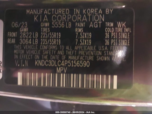 KIA Ev6 Wind 2023 KNDC3DLC4P5156590 Image 9