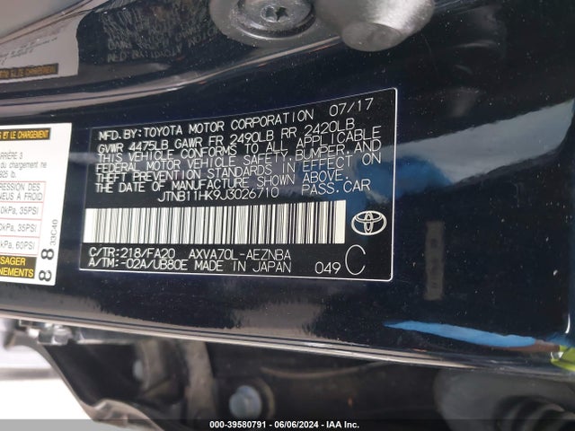 Toyota CAMRY LE 2018 JTNB11HK9J3026710 Image 9