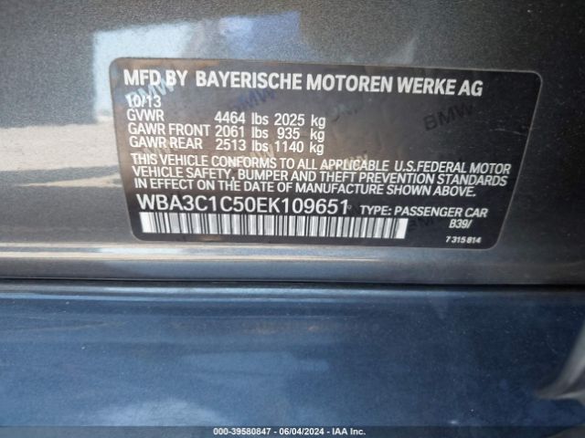 WBA3C1C50EK109651 BMW 328I