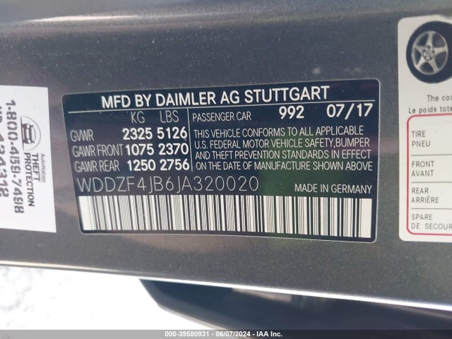 WDDZF4JB6JA320020 Mercedes-Benz E 300