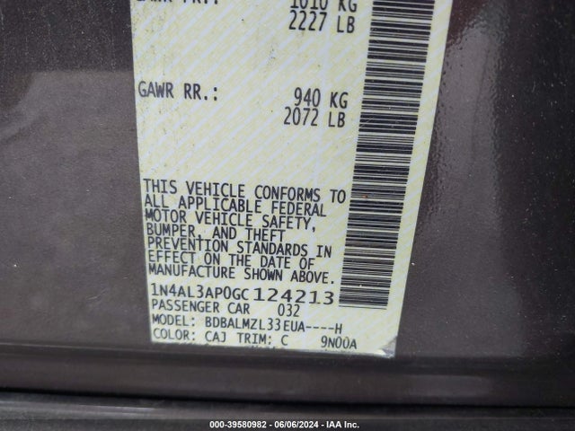 Nissan Altima 2.5 Sv 2016 1N4AL3AP0GC124213 Image 9