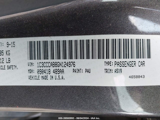 1C3CCCAB8GN124976 Chrysler 200 Limited