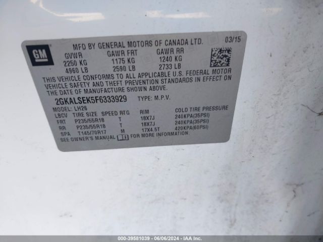 2GKALSEK5F6333929 GMC Terrain Slt-1