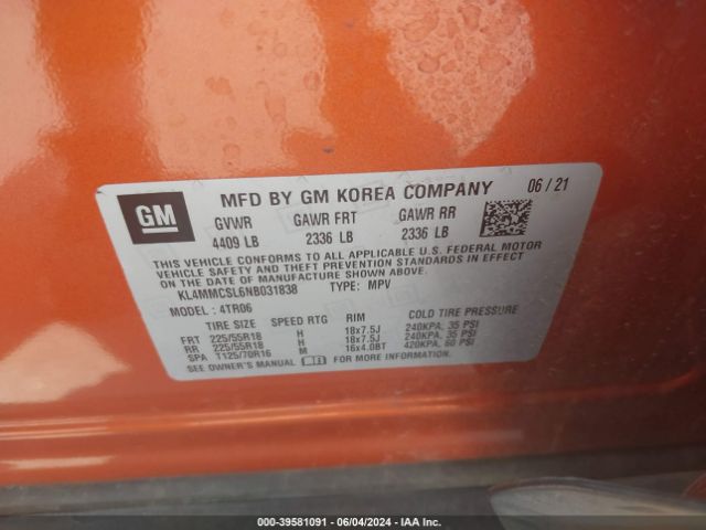KL4MMCSL6NB031838 Buick Encore Gx Awd Preferred