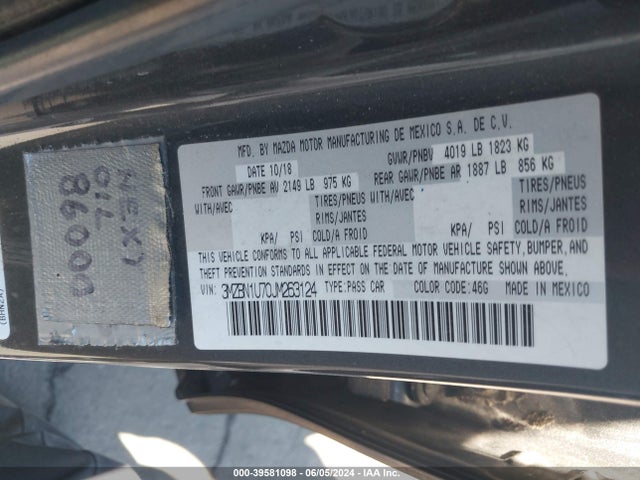 3MZBN1U70JM263124 Mazda Mazda3 Sport